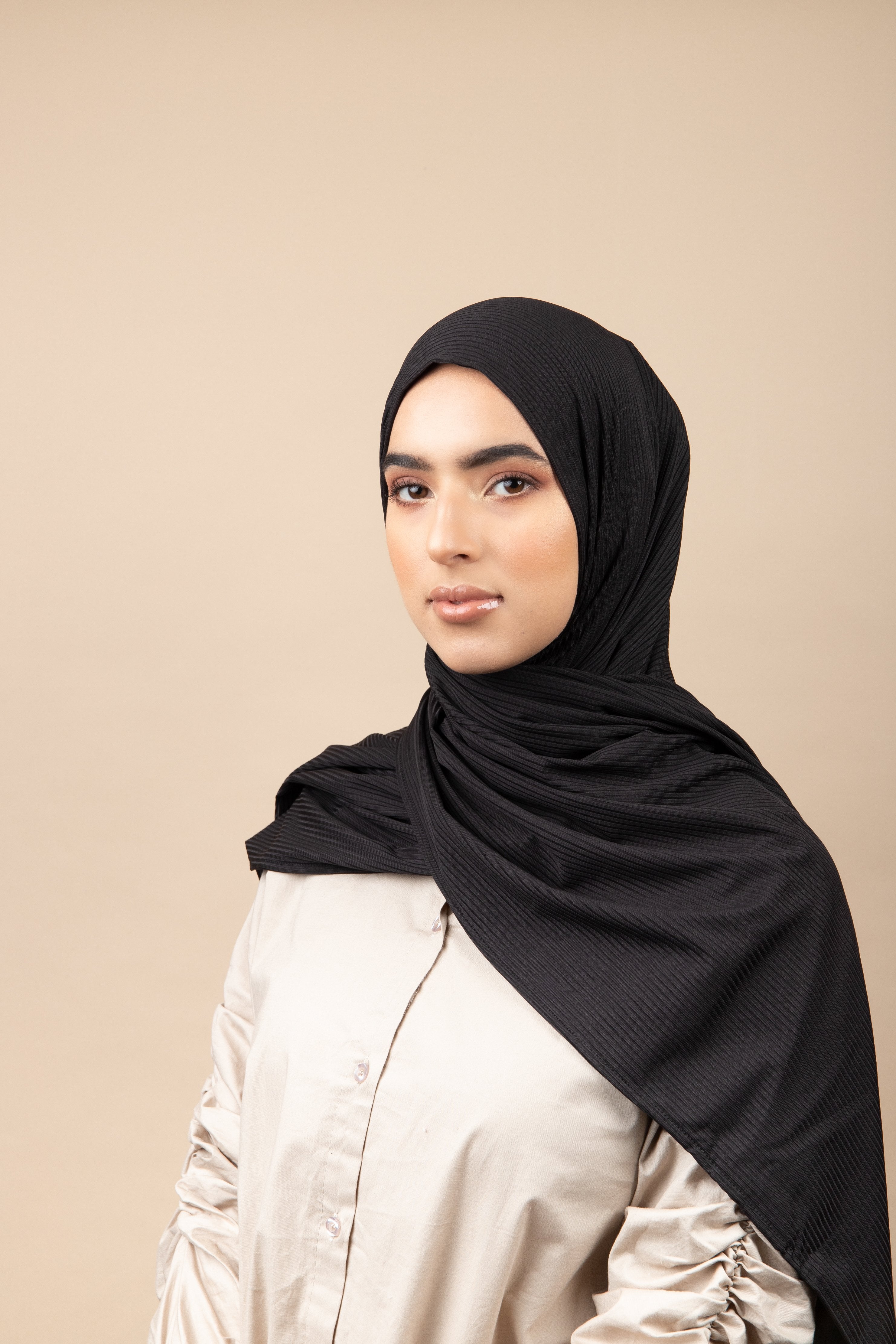 Hijab jersey côtelé - Noir obscur – Faz'elle