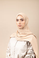 Hijab jersey côtelé - Beige sable