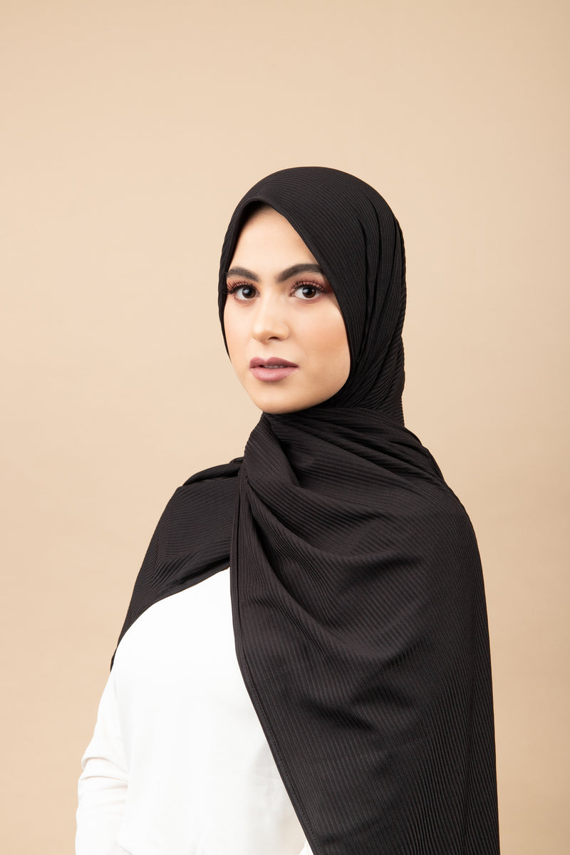 Hijab jersey côtelé - Noir obscur