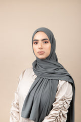 Hijab jersey côtelé - Vert de Gris